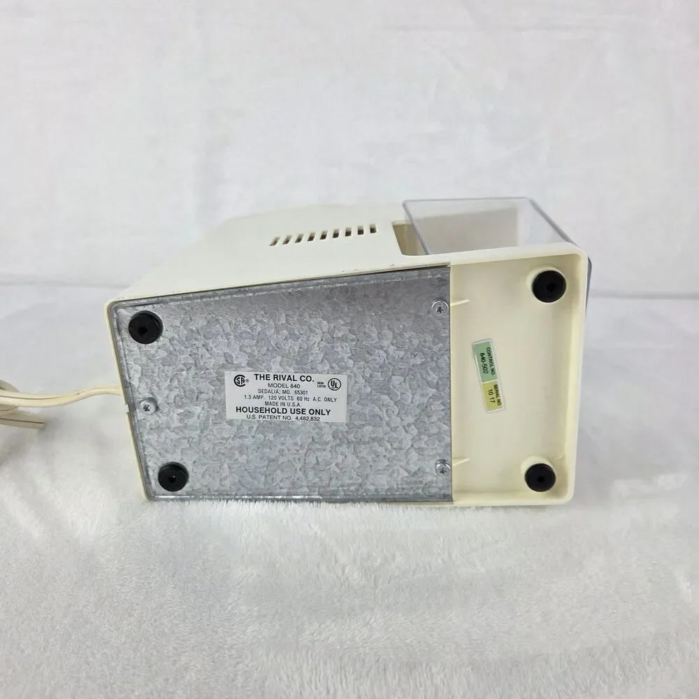 Vintage Rival Electric Ice Crusher White Model 840 Countertop Tested Working